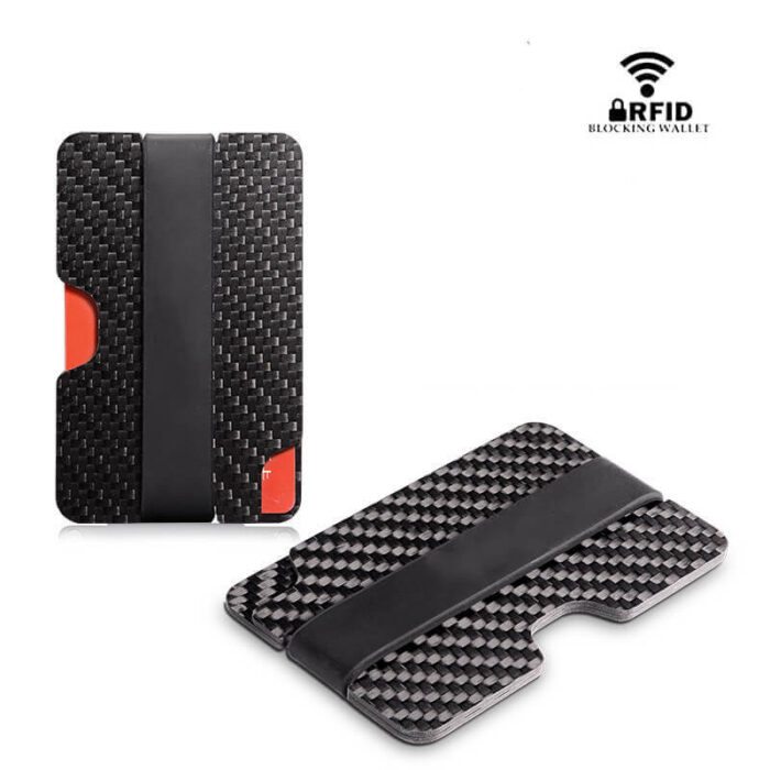 oneou RFID carbon fiber made card holder front and back visual