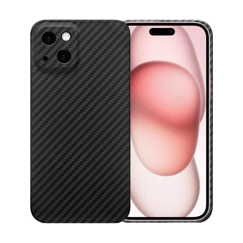 iphone 15 plus carbon fiber case front and back view