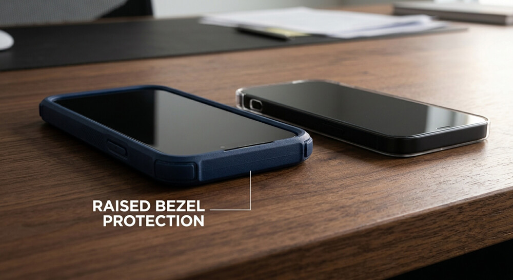 look for raised edges around the screen Oneou Carbon Fiber | Carbon Phone Case | Card Holder look for raised edges around the screen